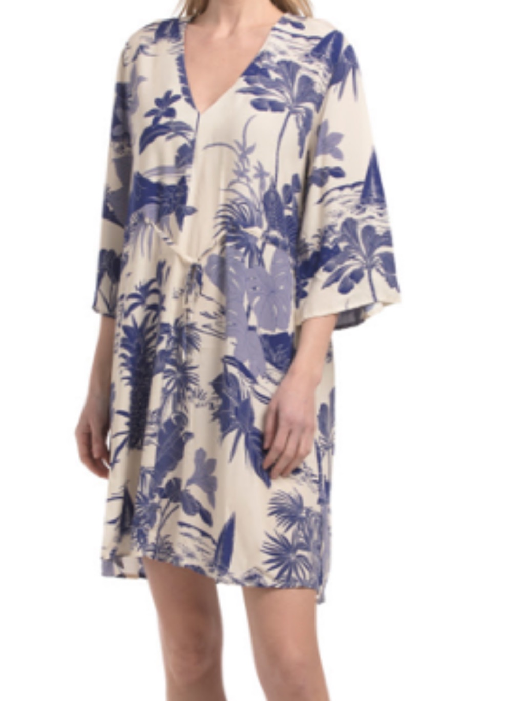 Nwt- Label Of Love Anthropologie Blue And Cream Floral Swim Cover Up Dress